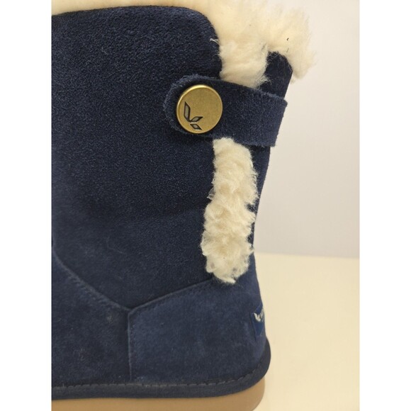 Koolaburra By Ugg Blue Suede Mid Calf  Sz 7 Fur Lining Snow Boot Comfy & Warm - Picture 4 of 10